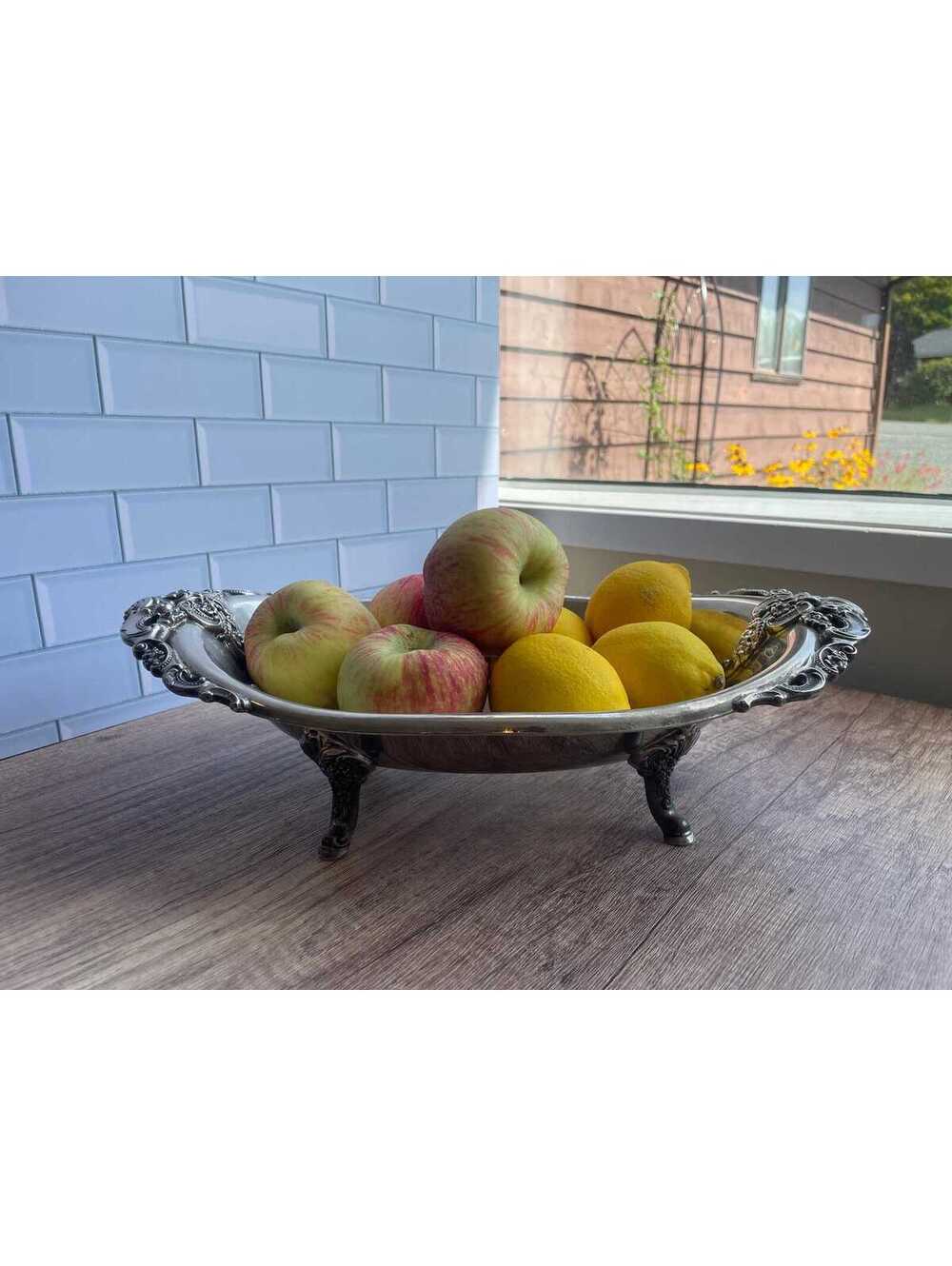 Vintage wedding decor / serving tray / oval table centerpiece Godinger